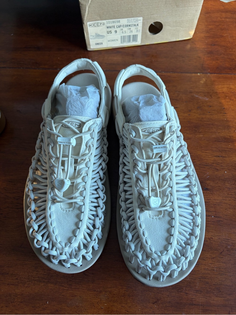 KEEN Women's UNEEK Woven Sandals in Cream/White